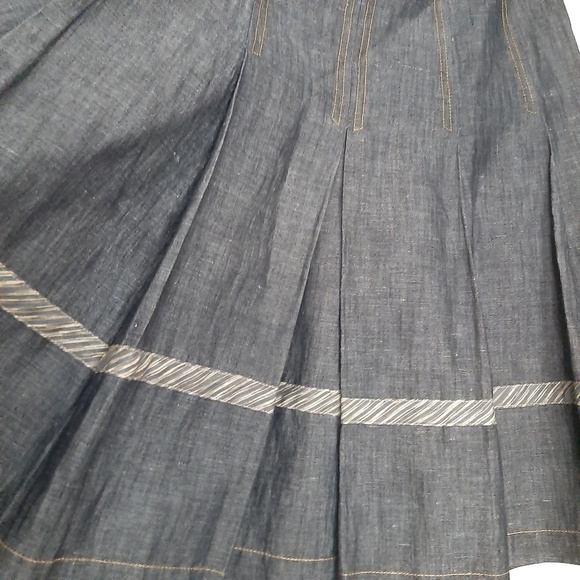 Tocca A Line Pleated Chambray Godet Pleated Skirt NWOT - Picture 5 of 8